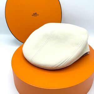 Hermes Cream Angora Beret Hat Sz 57
